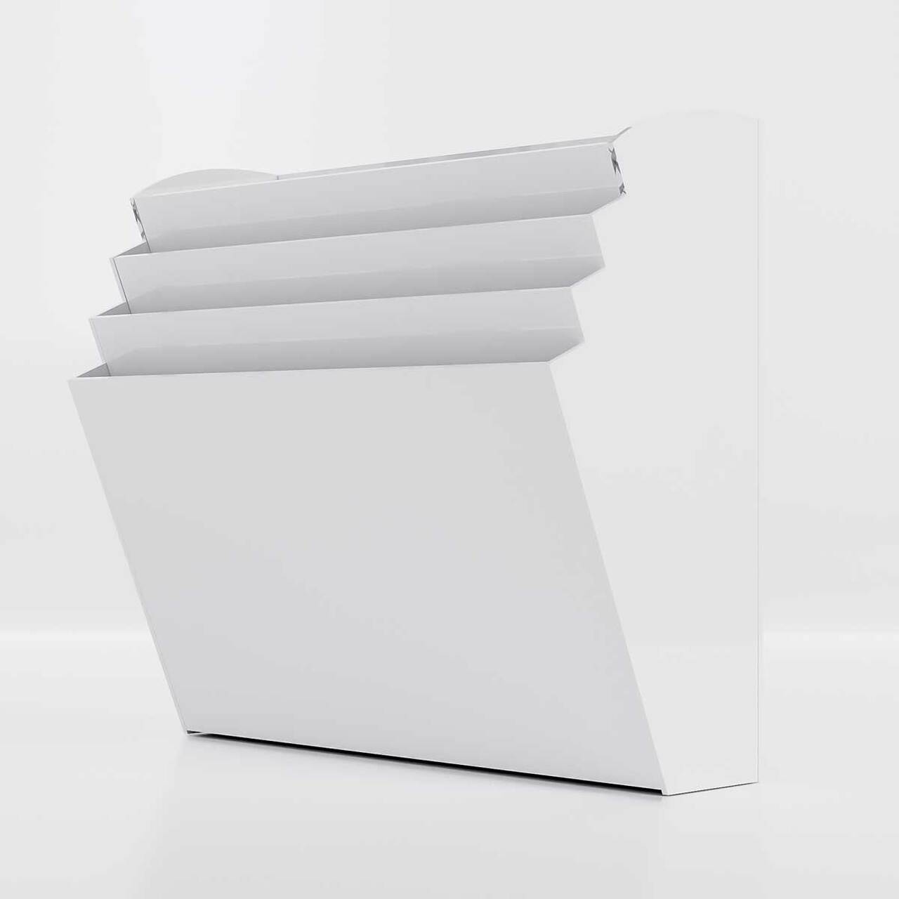 Suport de perete pentru broșuri, alb, cu 4 buzunare format A4( 210x297mm), landscape.