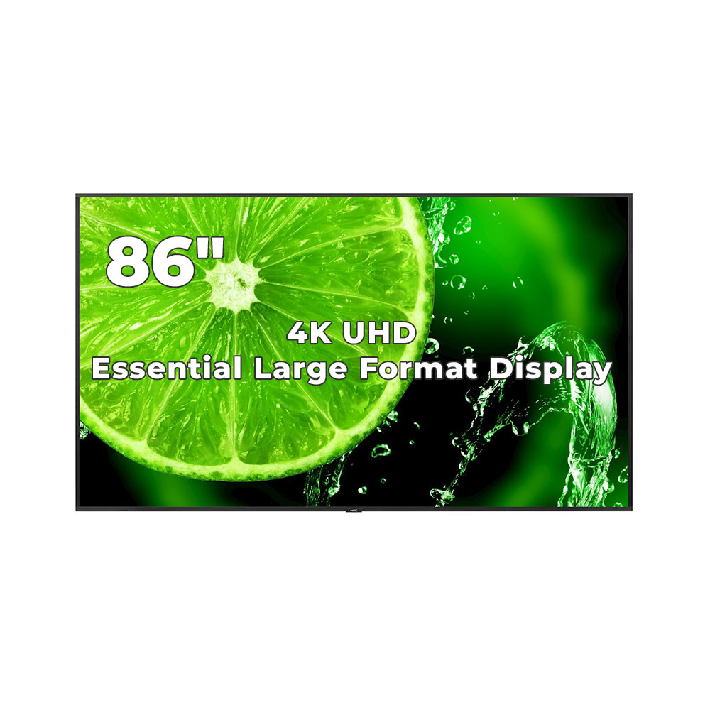 Display 86" NEC MultiSync® E868, UHD, IPS with Direct LED backlights, 400 cd/m², 18/7, media player