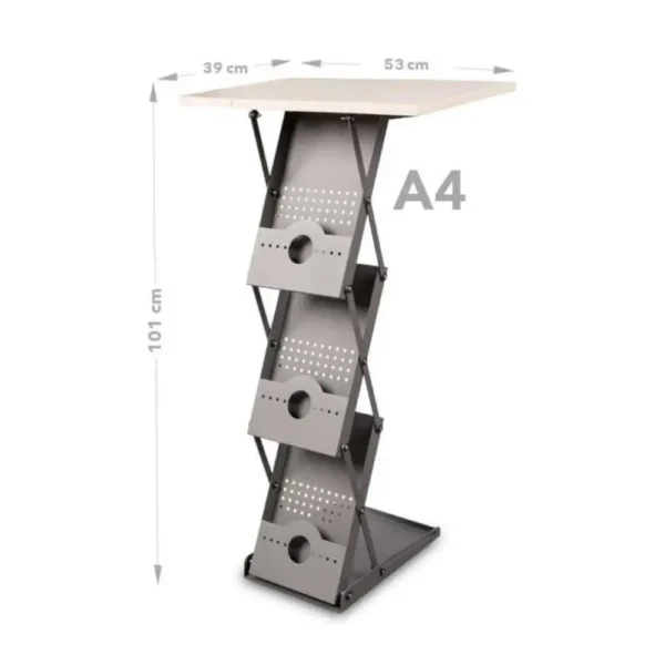 Info desk pliabil cu 3 buzunare A4 pentru expunere reviste, brosuri, cataloage 2 in 1-trimax