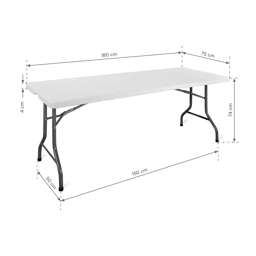 Masă Pliabilă Dreptunghiulară Albă pentru Evenimente-trimax