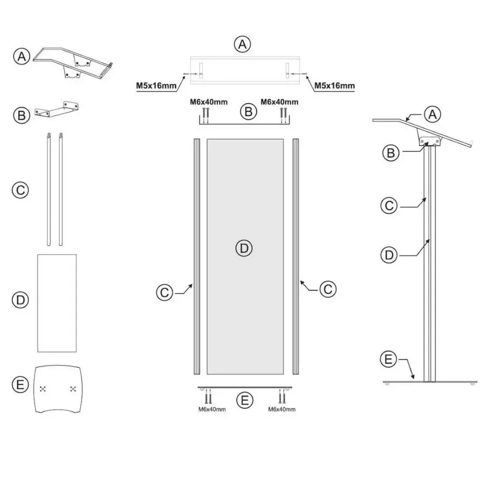 Pupitru pentru conferinte si evenimente cu picioare din profil de aluminiu semioval si plexic alb-trimax