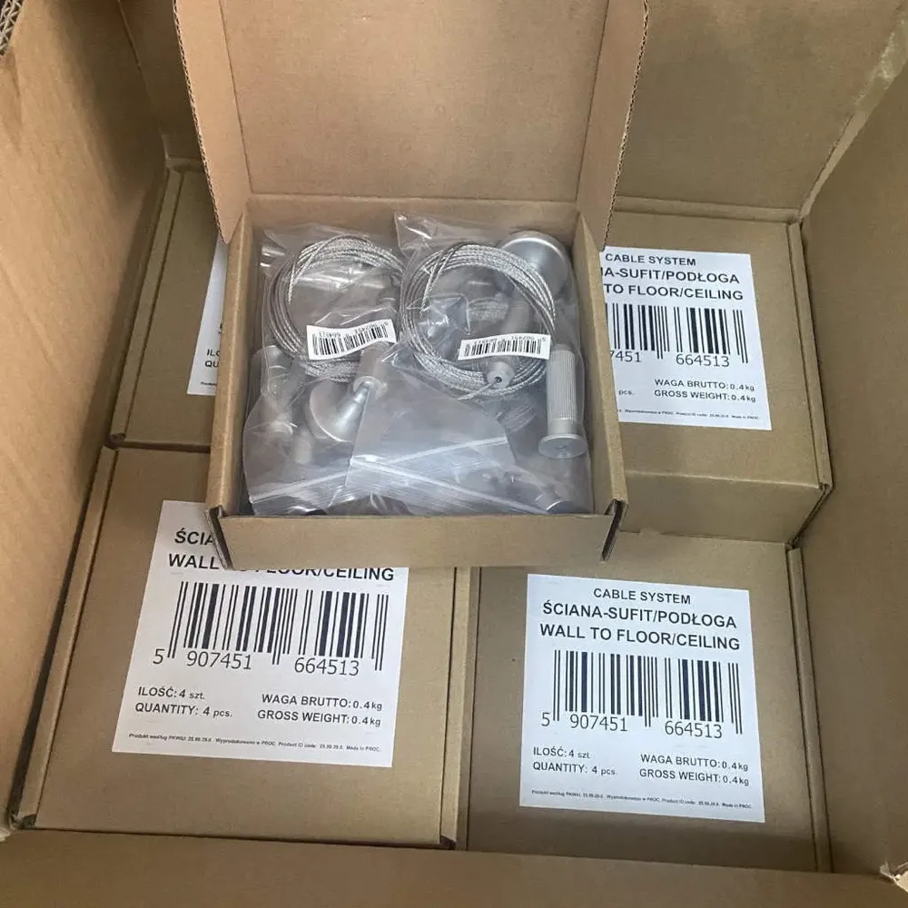 Sistem Premium de Afisaj pe Cablu cu prindere "Perete - Podea" din Aluminiu Satinat și ajustabil pe înălțime-trimax