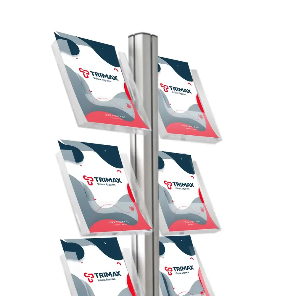 Stand Brosuri si Pliante cu Buzunare Laterale-trimax