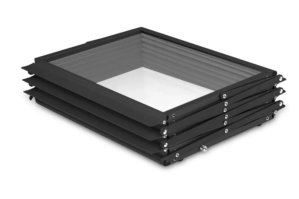 Suport brosuri Zig-Zag Negru, Pliabil, pentru Evenimente + Geantă Transport Cadou-trimax