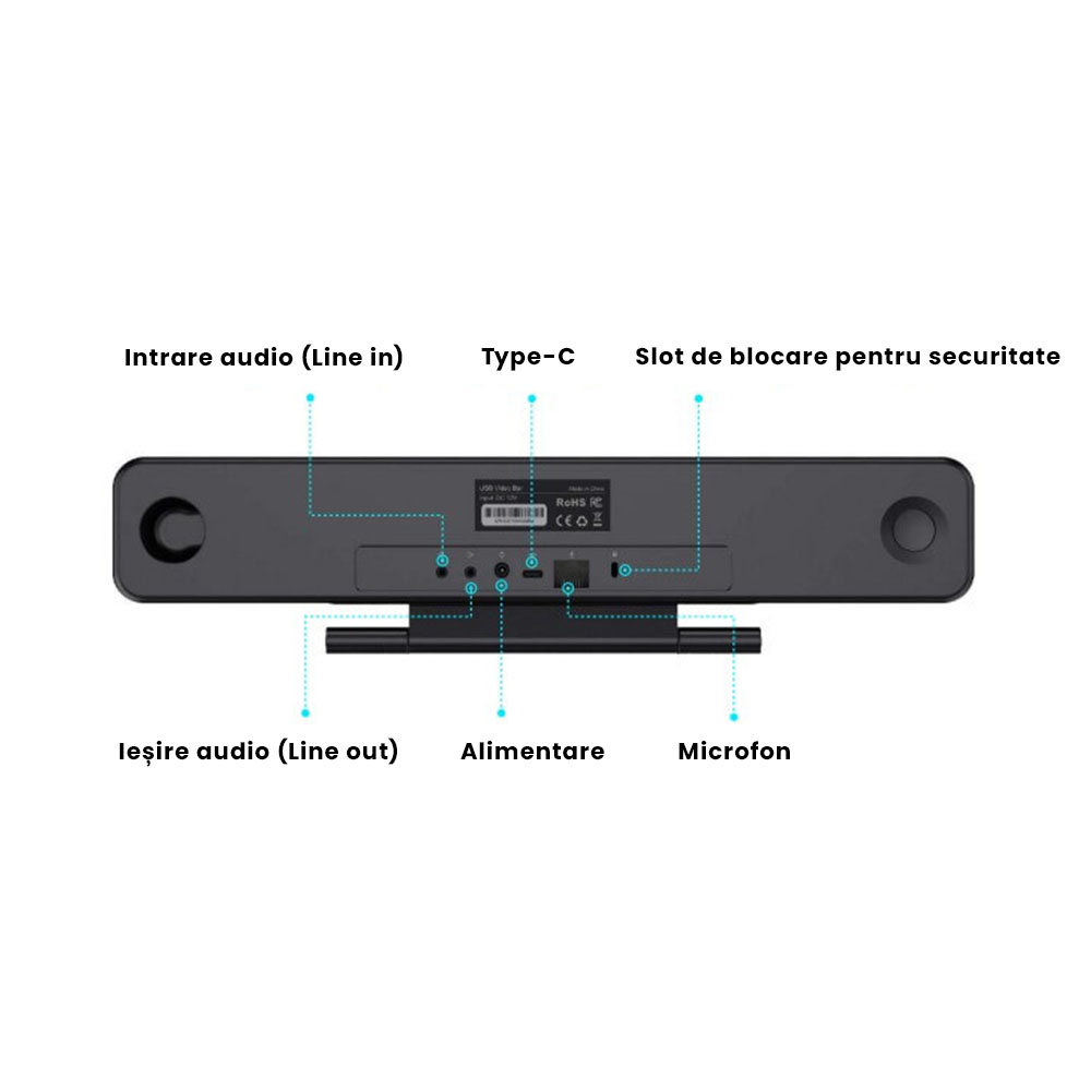Sistem videoconferinta pentru sali medii si mari, WDI-TB5W, 4K Ai Facetracking, Speaker, Mics, DSP, 10m pick up range