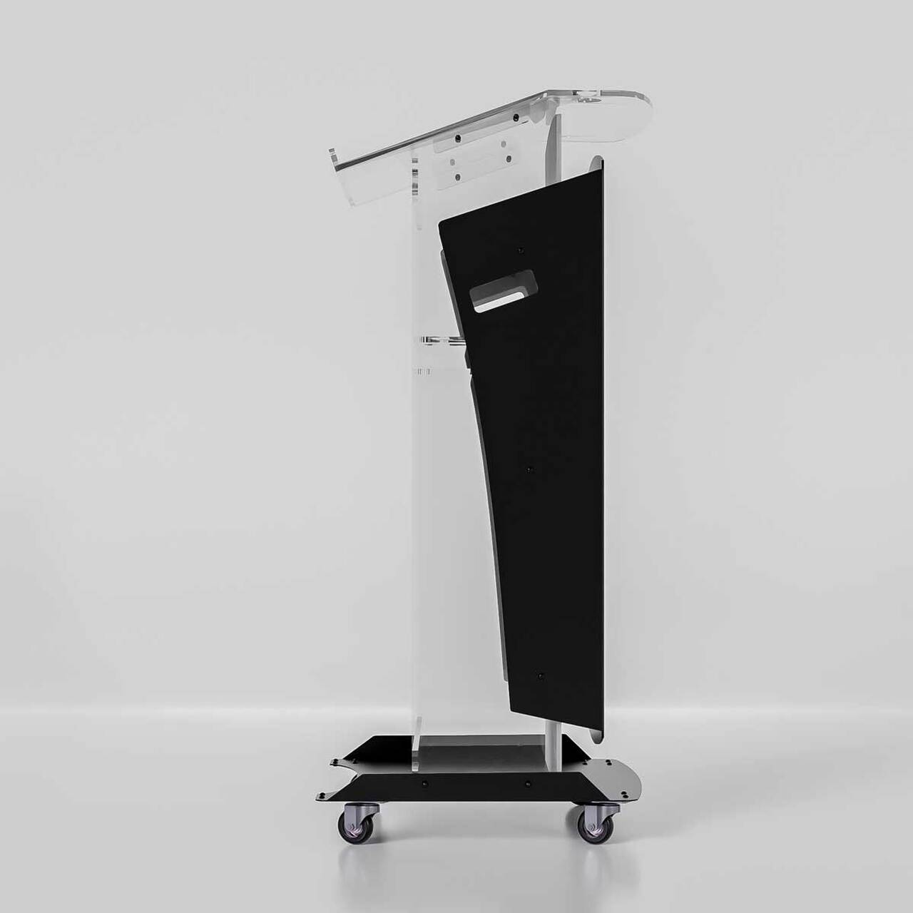 Pupitru Digital Dr. LECTERN, pentru conferințe, din plexiglas transparent, cu televizor