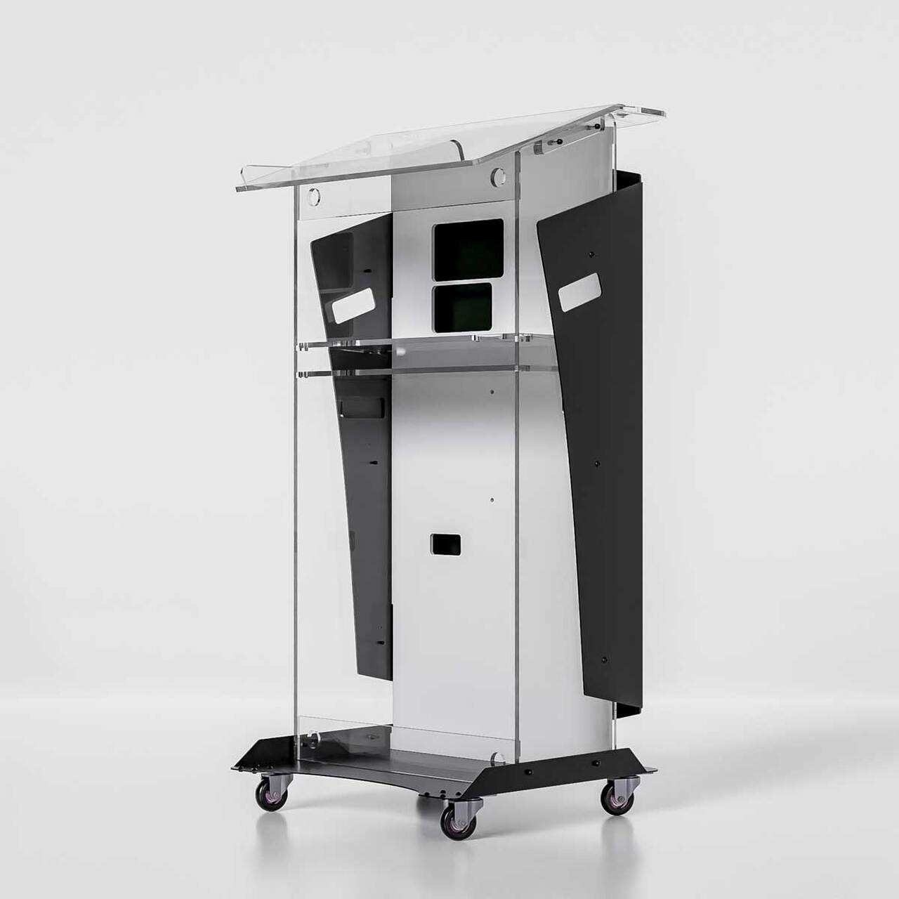 Pupitru Digital Dr. LECTERN, pentru conferințe, din plexiglas transparent, cu televizor