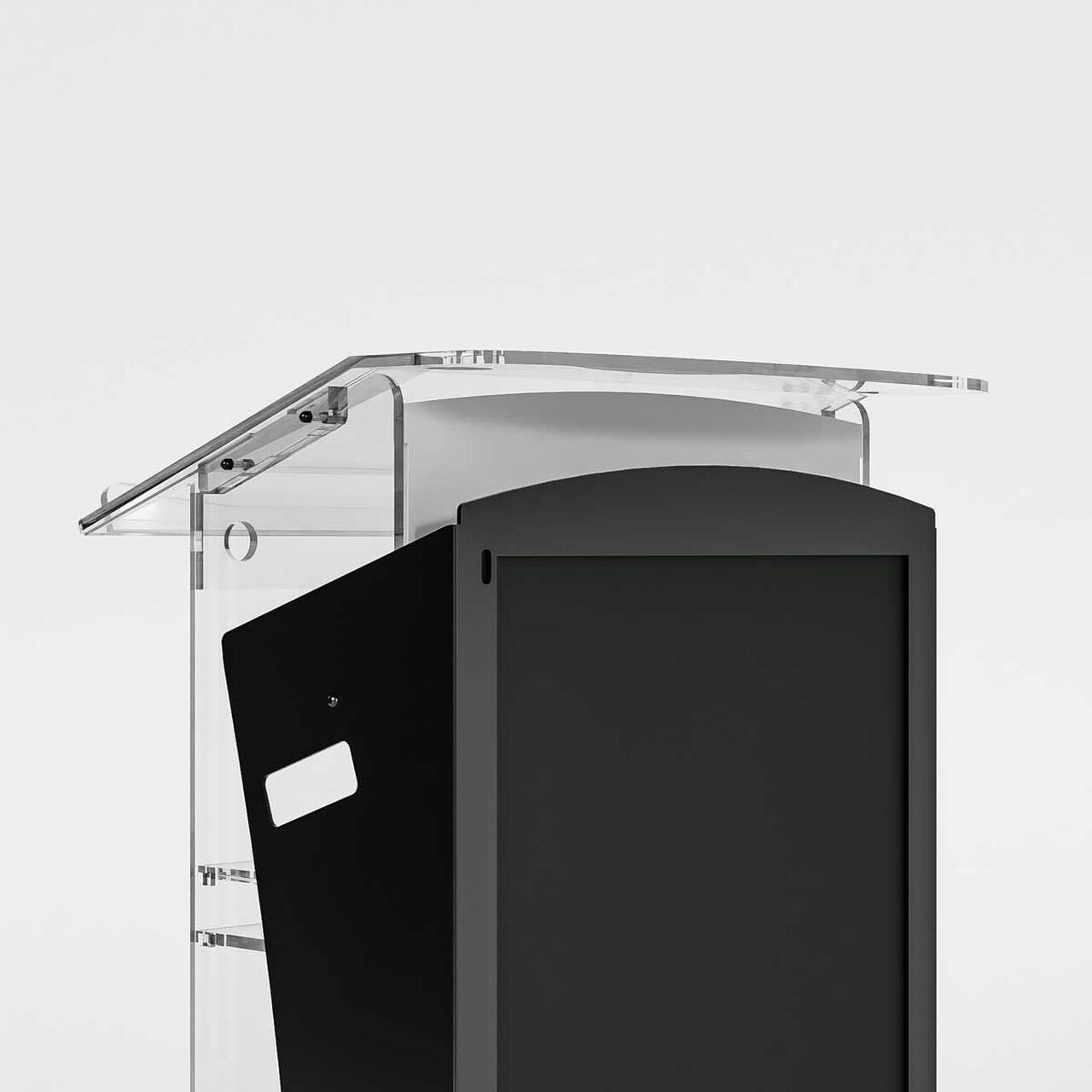 Pupitru Digital Dr. LECTERN, pentru conferințe, din plexiglas transparent, cu televizor