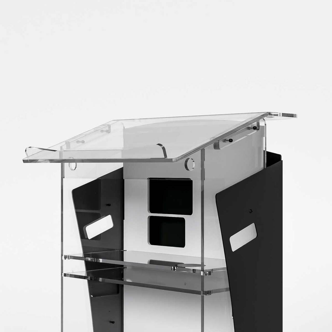 Pupitru Digital Dr. LECTERN, pentru conferințe, din plexiglas transparent, cu televizor