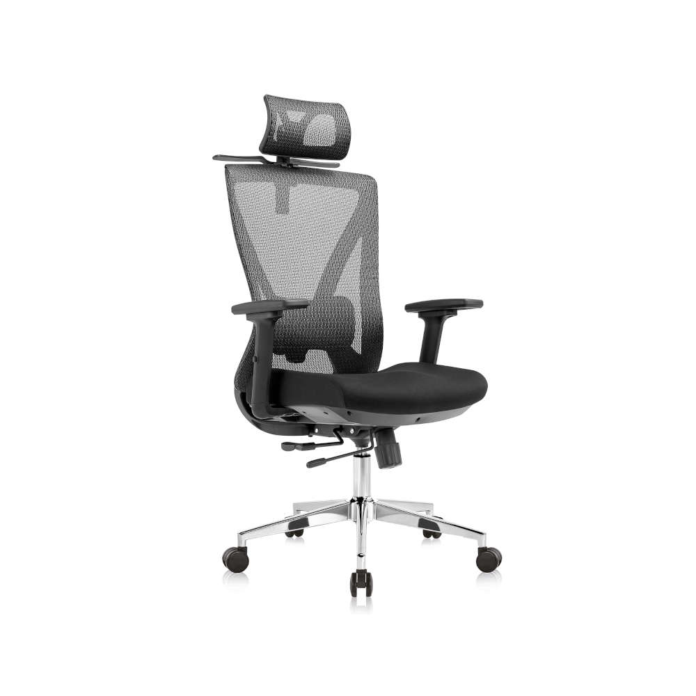 Scaun Ergonomic Lukas-H, negru, spatar mesh, translatie sezut, spatar si suport lombar reglabil
