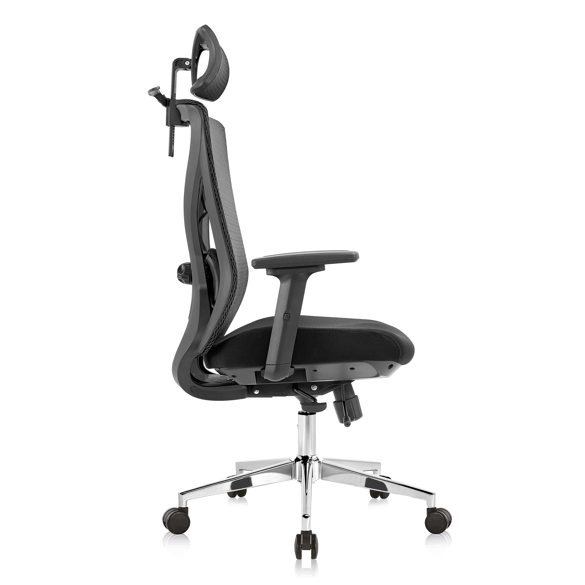 Scaun Ergonomic Lukas-H, negru, spatar mesh, translatie sezut, spatar si suport lombar reglabil