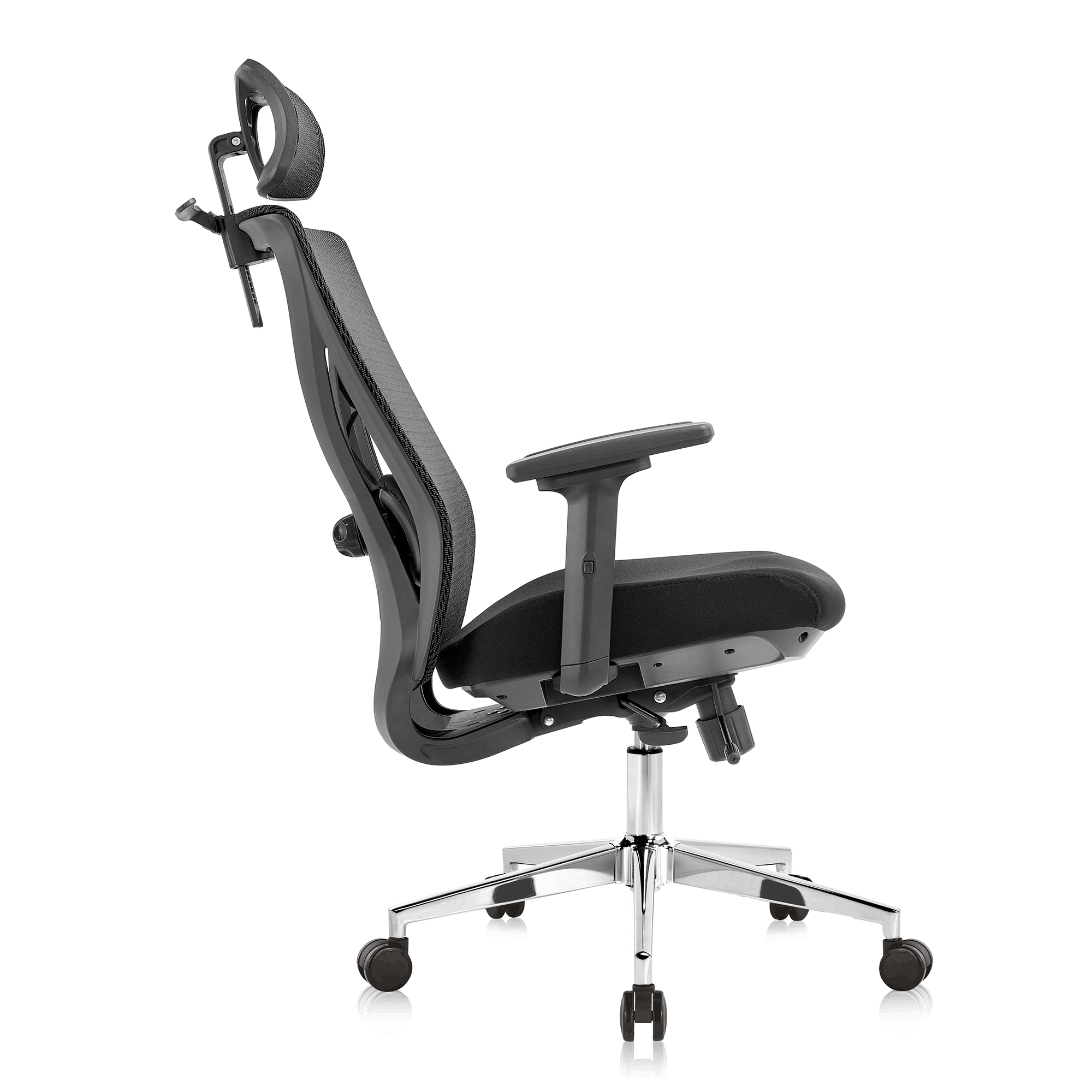 Scaun Ergonomic Lukas-H, negru, spatar mesh, translatie sezut, spatar si suport lombar reglabil