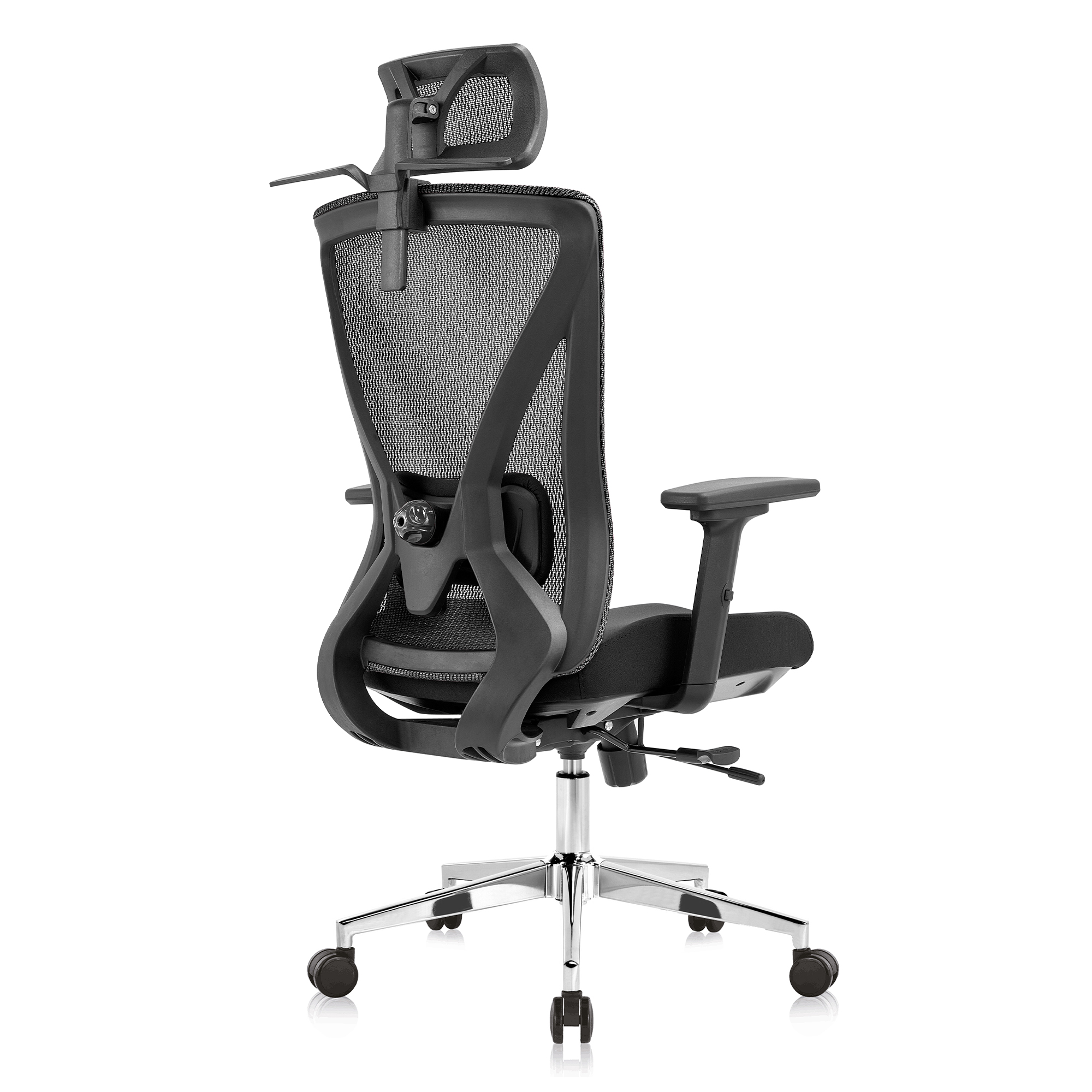 Scaun Ergonomic Lukas-H, negru, spatar mesh, translatie sezut, spatar si suport lombar reglabil