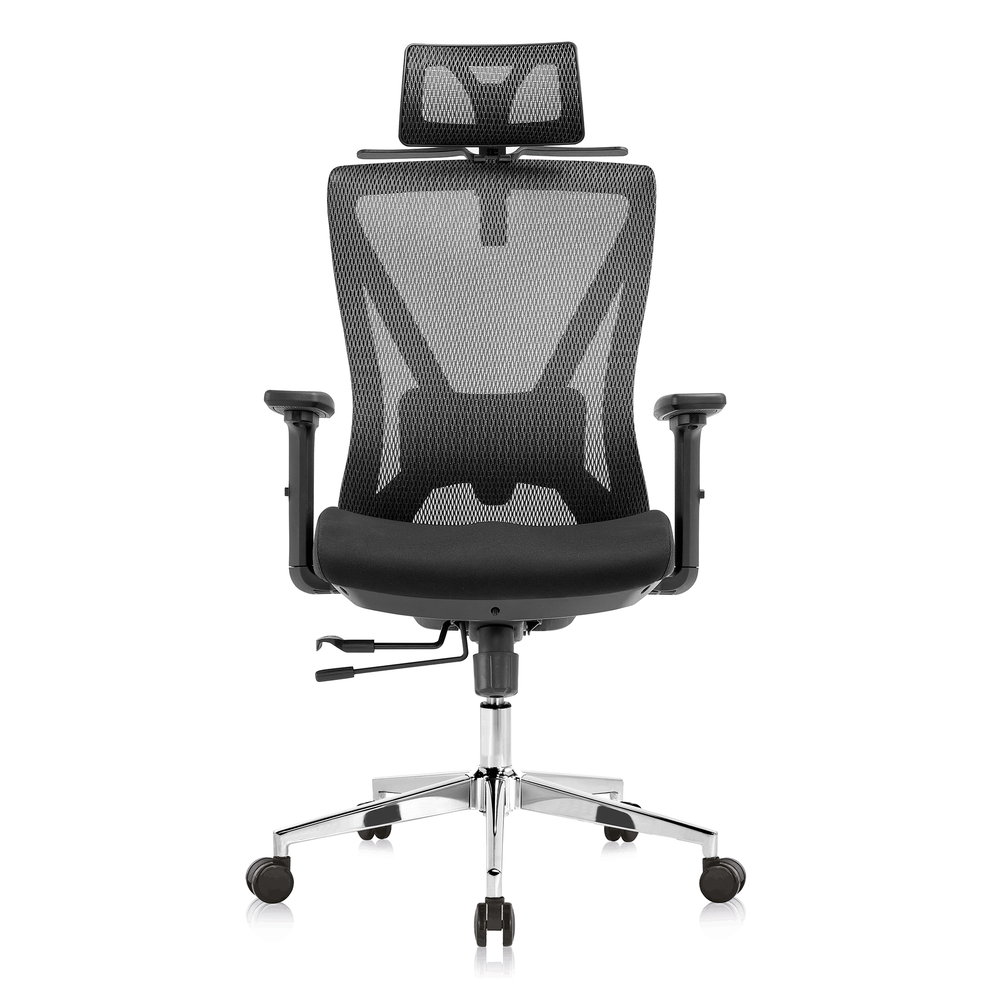Scaun Ergonomic Lukas-H, negru, spatar mesh, translatie sezut, spatar si suport lombar reglabil