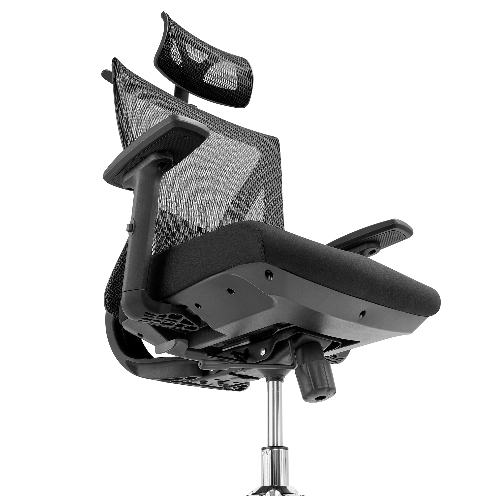 Scaun Ergonomic Lukas-H, negru, spatar mesh, translatie sezut, spatar si suport lombar reglabil