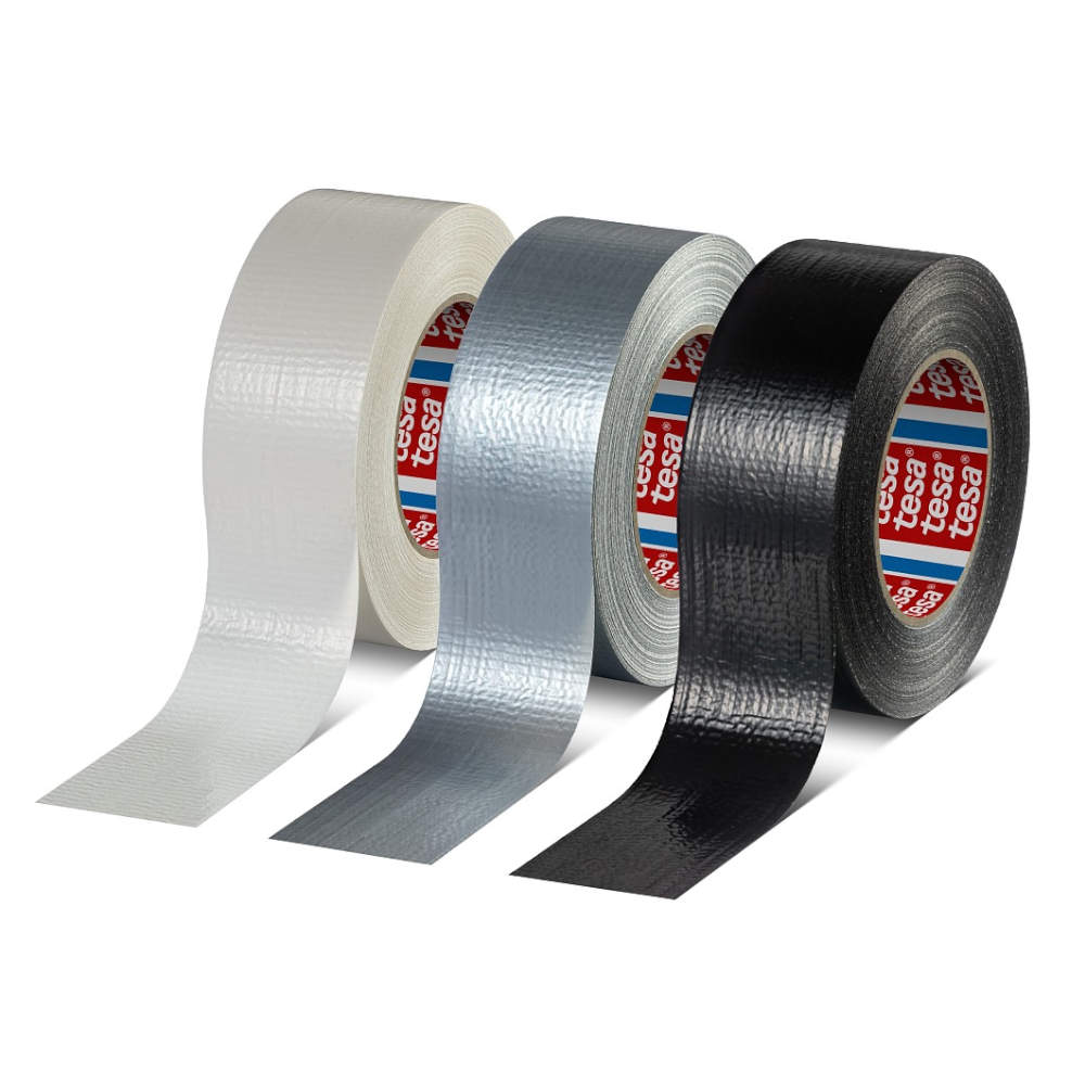 tesa® 60462 50 m x 50 mm Bandă Adezivă Textilă Albă, Neagră sau Gri